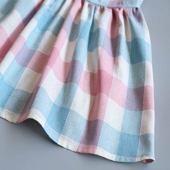 Care Bears Dress girl outfit Spring First Birthday Clothes plaid pink gingham - Picture 7 of 7